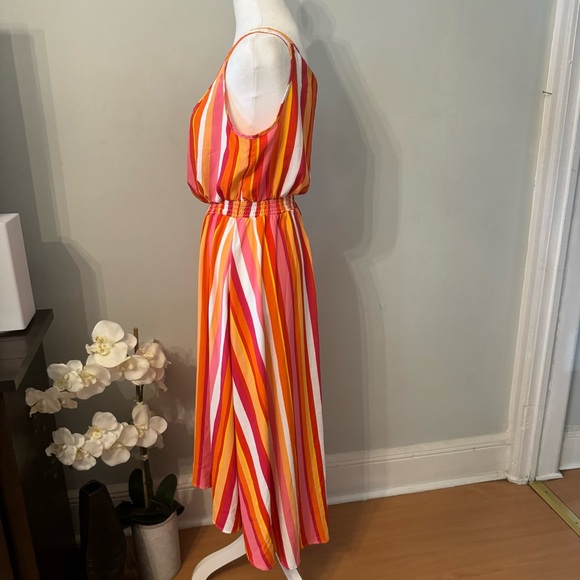 High Low Sleeveless Striped Dress M Willow Drive Orange Pink White - Picture 3 of 8
